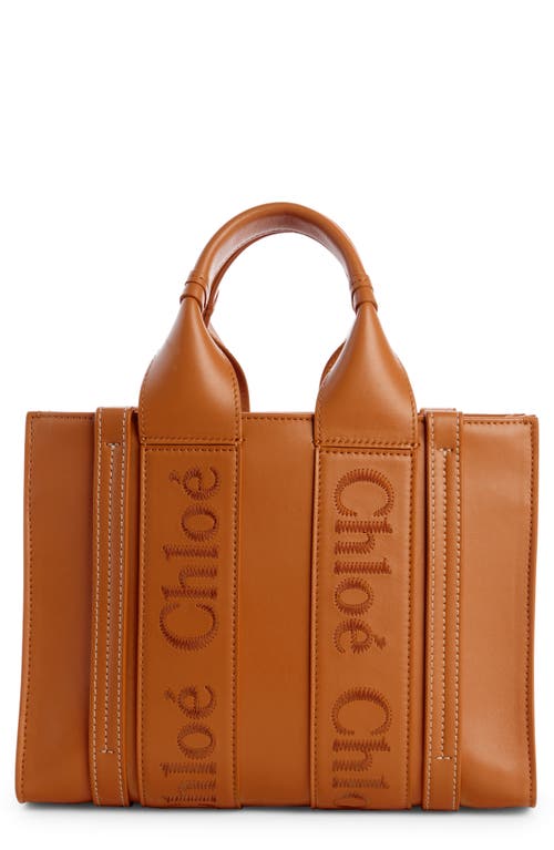 Chloé Small Woody Leather Tote in Caramel 247 at Nordstrom