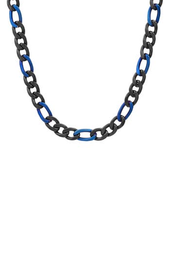 Shop Hmy Jewelry Figaro Chain Necklace In Black/blue