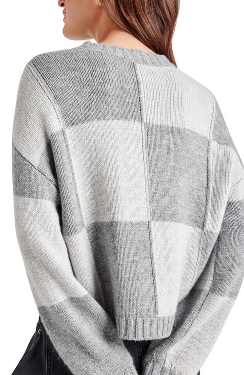 Shop Splendid Kit Check Sweater In Ice Heather Grey/heather Fog