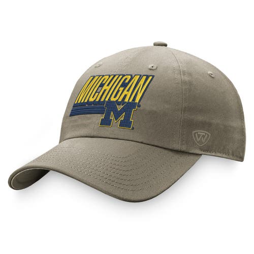 Men's Top of the World Khaki Michigan Wolverines Slice Adjustable Hat