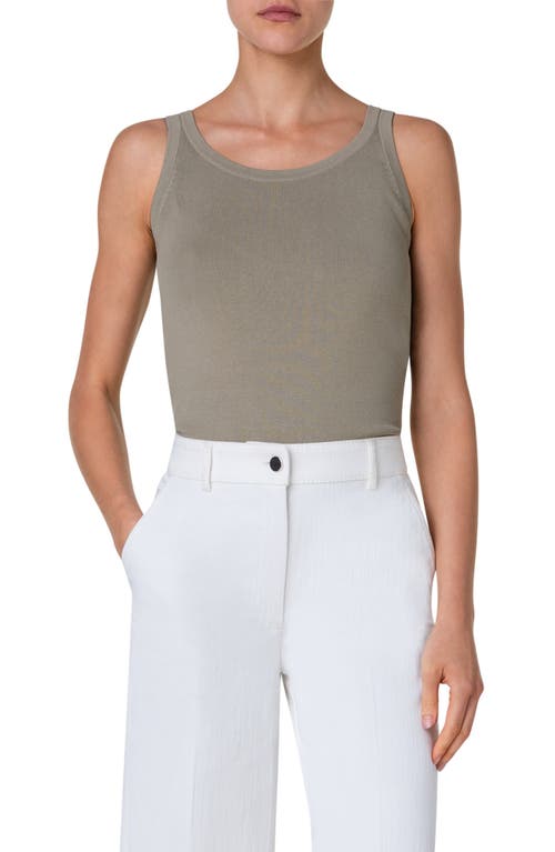 Akris punto Scoop Neck Cotton Tank Top Sage at Nordstrom,