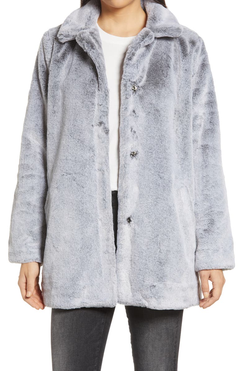 WIT & WISDOM Faux Fur Coat, Main, color, FROSTED GREY