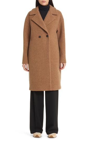 Harris Wharf London Double Breasted Wool Blend Teddy Coat In Brown