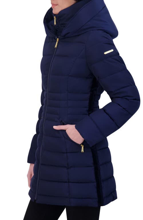Laundry By Shelli Segal Quarter Bibbed Puffer Jacket In Evening Blue