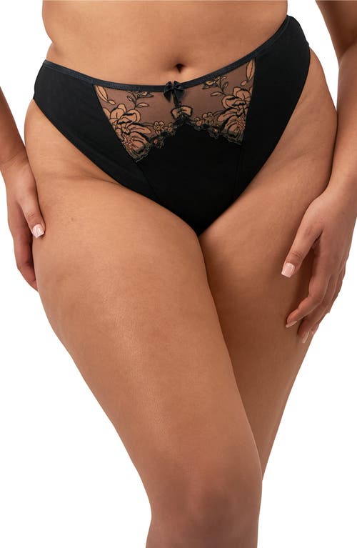 Shop Elomi Teagan Thong In Black/almond