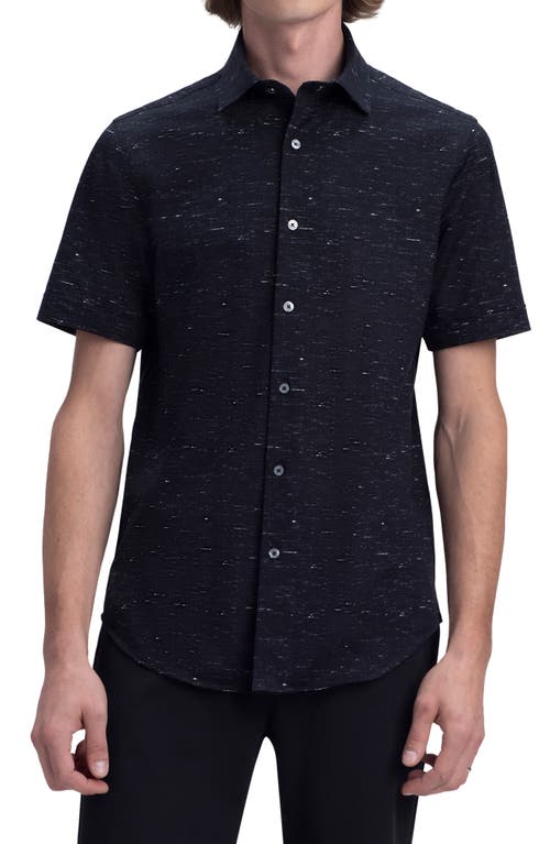 Bugatchi OoohCotton Short Sleeve Button-Up Shirt in Black at Nordstrom, Size Small