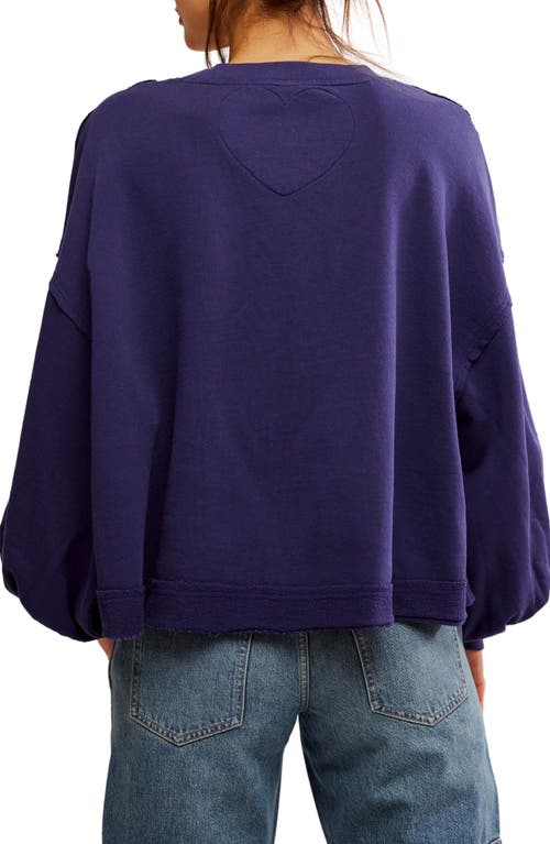 Shop Free People Trish Balloon Sleeve Sweatshirt In Eclipse