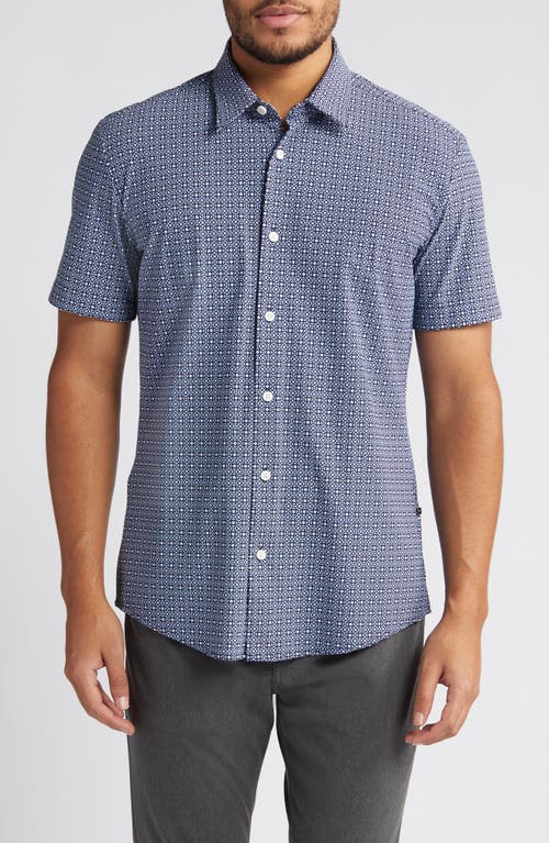 BOSS Roan Ken Slim Fit Short Sleeve Button-Up Shirt in Light at Nordstrom