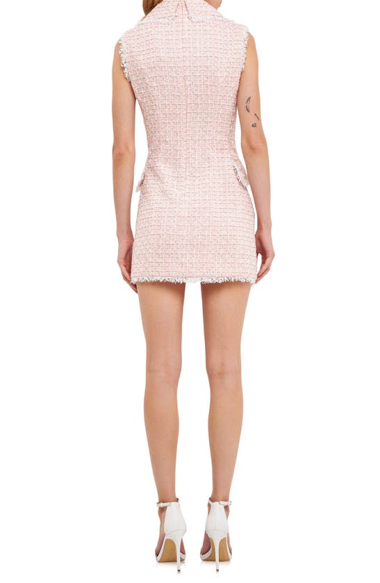 Shop Endless Rose Check Double Breasted Tweed Minidress In Pink