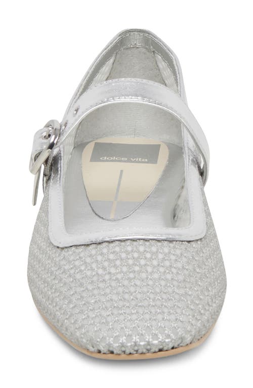 Shop Dolce Vita Rodni Mary Jane Flat In Silver Woven Mesh