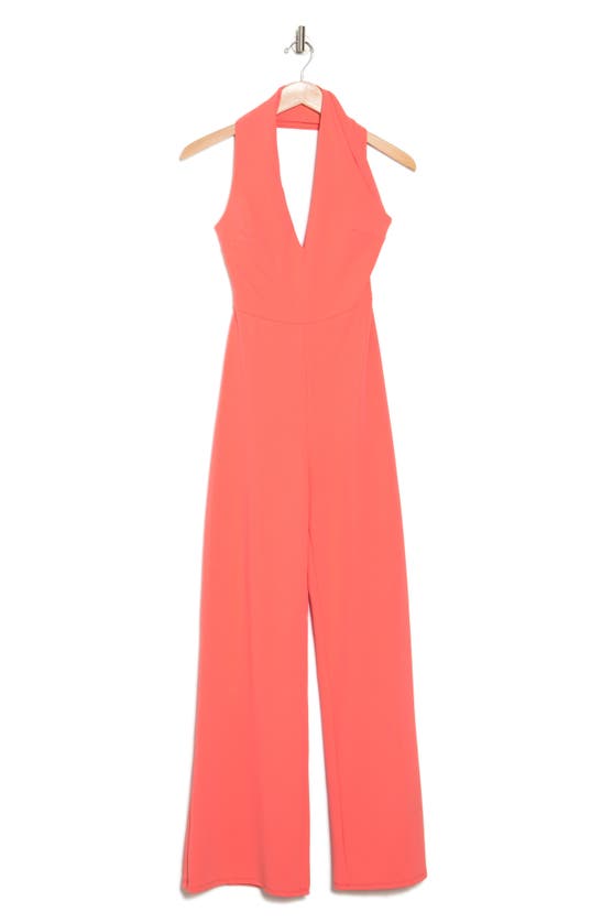 Bebe Halter Neck Jumpsuit In Rose