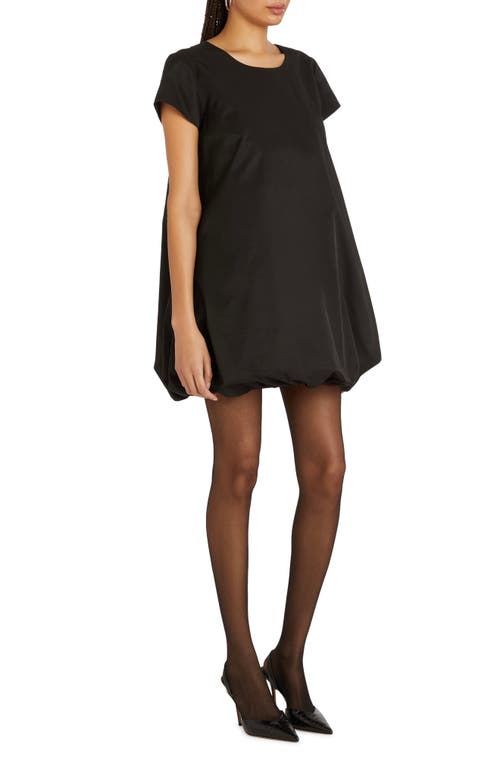 Shop Amanda Uprichard Chandler Bubble Hem Cotton Blend Minidress In Black