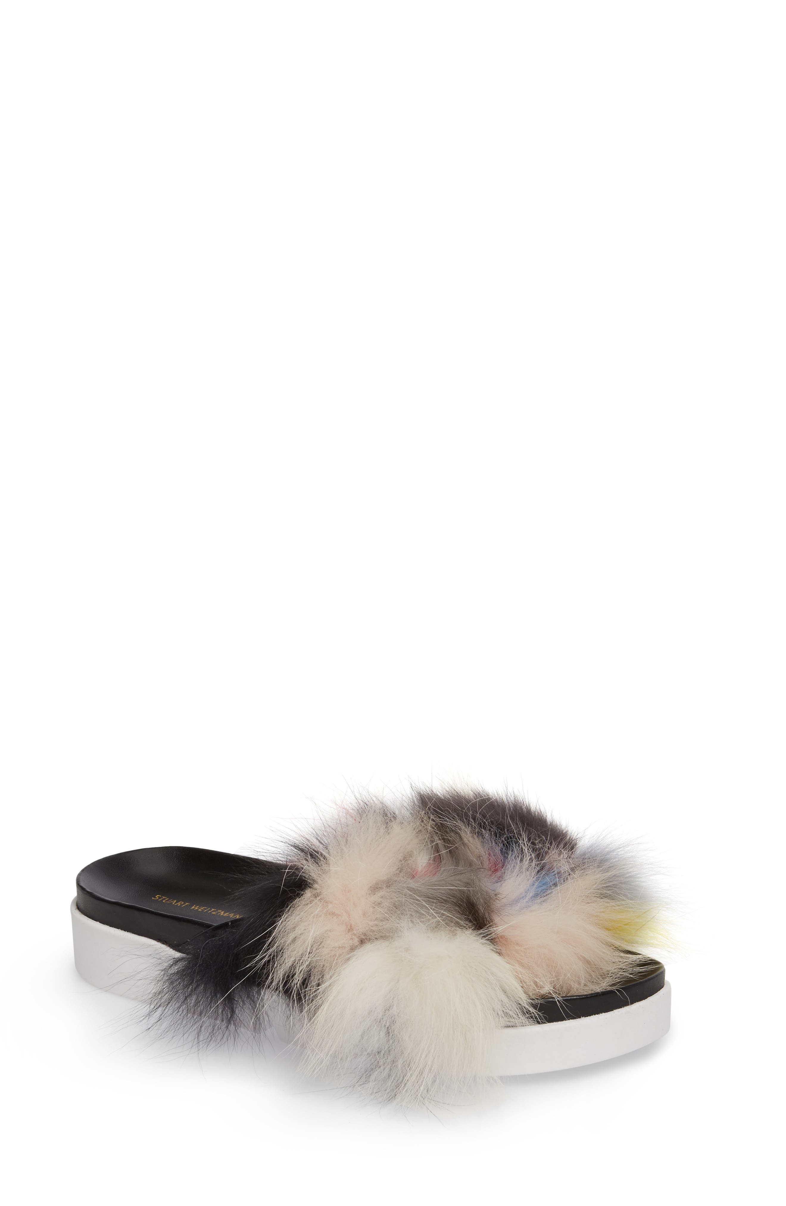 stuart weitzman fur slides