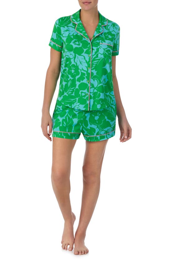 Kate Spade Print Short Pajamas In Green Floral