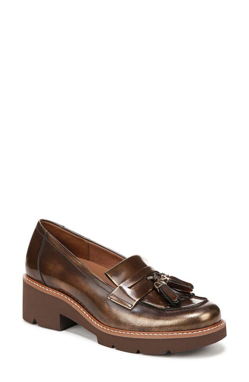 Naturalizer Desmond Kiltie Lug Sole Loafers In Chestnut Brown/bronze