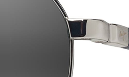 Maui Jim Guardrails 56mm Polarizedplus2® Aviator Sunglasses In Silver/blue/light Blue