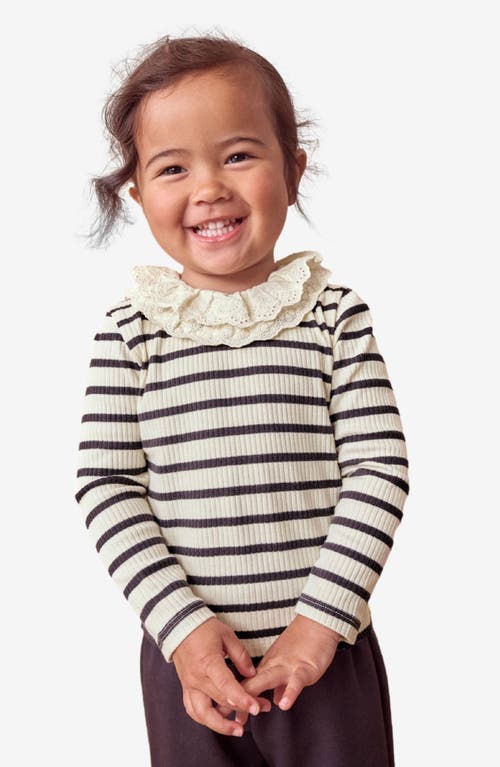 Shop Next Kids' Stripe Eyelet Accent Cotton Knit Top In White