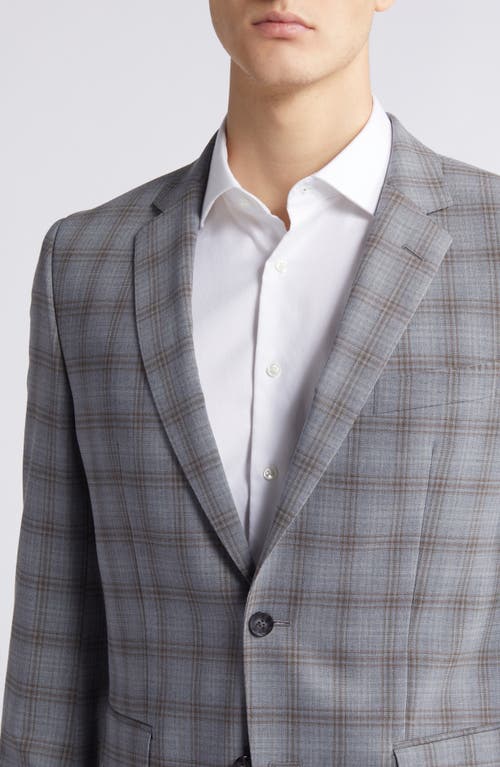 Shop Hugo Boss Boss Huge Plaid Stretch Suit In Silver