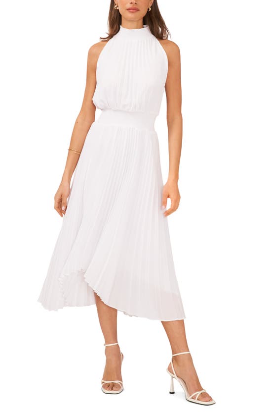Shop Halogen Pleated Sharkbite Hem Midi Dress In Bright White