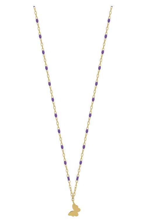 Bony Levy Kids' 14K Gold Beaded Butterfly Pendant Necklace in 14K Yellow Gold at Nordstrom, Size 15