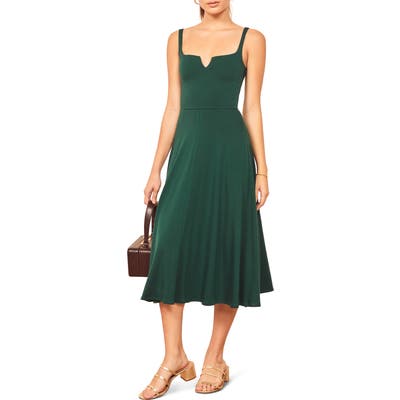 Reformation Zarina Notch Neck Dress, Green