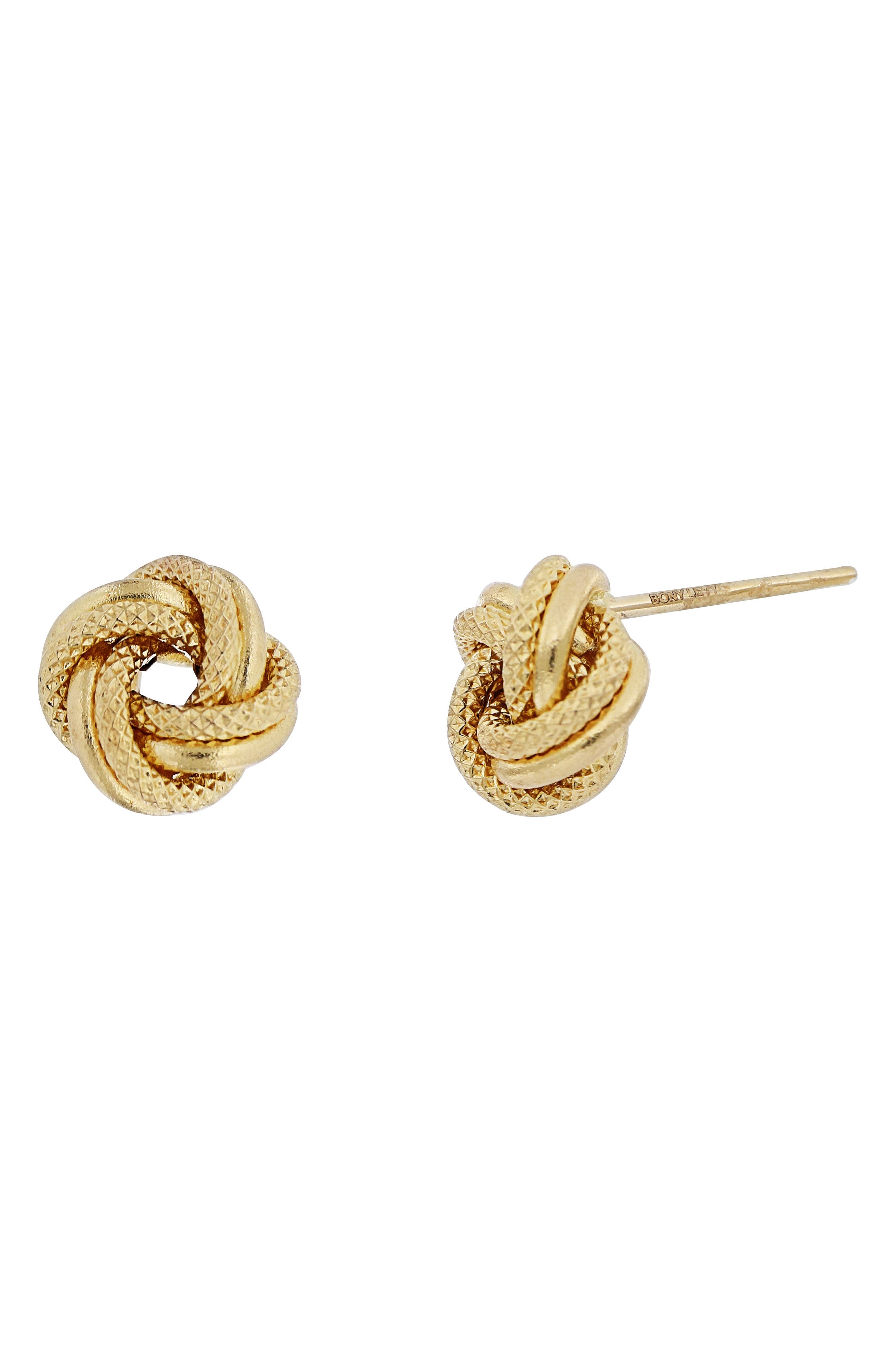 14k yellow gold knot stud earrings