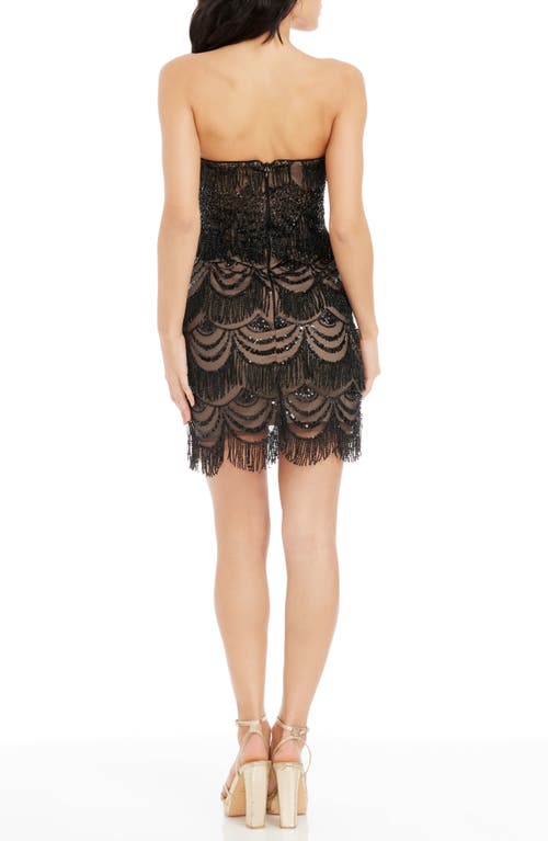 Shop Dress The Population Alva Strapless Minidress In Black/beige