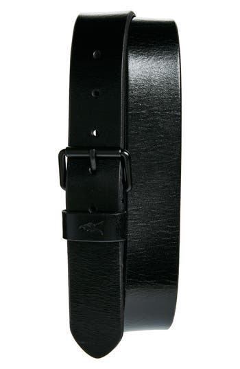 Allsaints Bevel Edge Leather Belt In Black