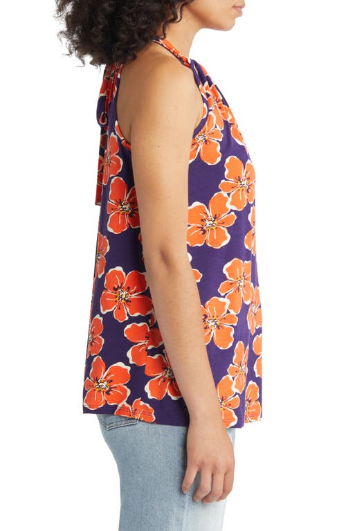 Shop Loveappella Floral Print Tank In Navy/coral