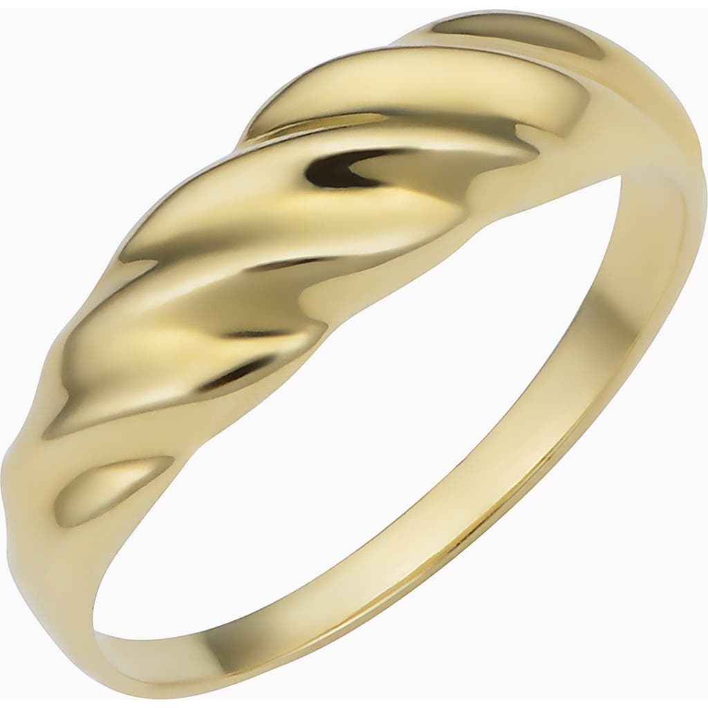 Oradina 10k Yellow Gold Greek Retro Dome Ring In Yellow Gold