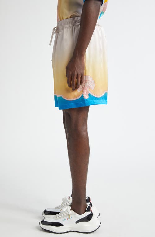 Shop Casablanca L'arc Coloré Silk Drawstring Shorts In L'arc Colore