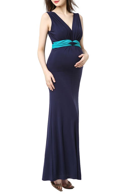 Kimi And Kai Scarlett Maternity Maxi Dress In Blue
