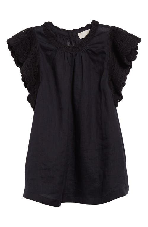 Ulla Johnson Kai Mixed Media Ramie Top Noir at Nordstrom,