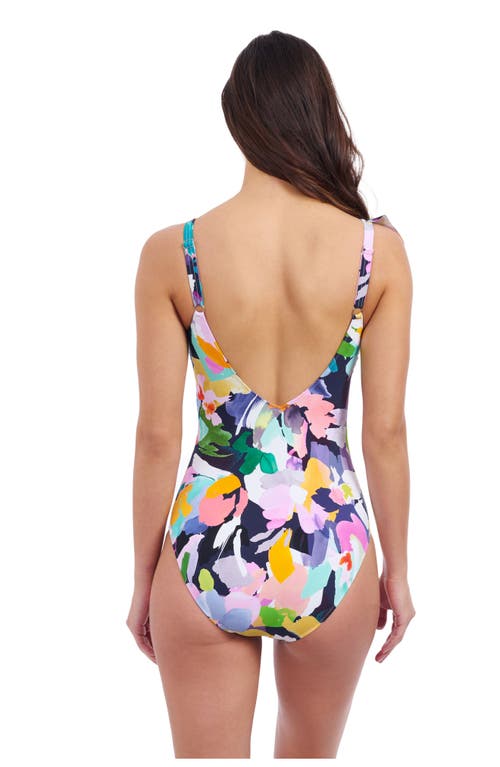 Profile By Gottex Holi Ruffle V Neck Surplice Tie Knot One Piece In Multi