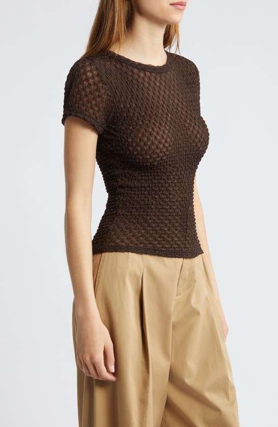 Shop Frame Textured Mesh T-shirt In Chocolate Brown