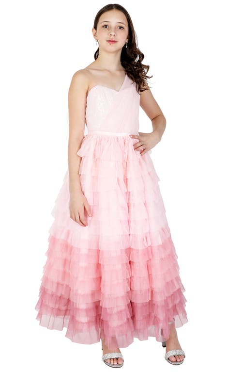 Christian Siriano Sequin Bodice Tiered One-Shoulder Gown in Pink at Nordstrom, Size 10