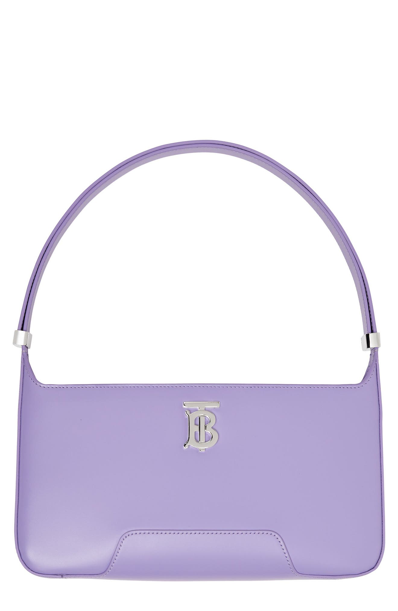 Burberry Medium TB Monogram Leather Shoulder Bag in Soft Violet