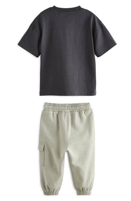 Shop Next Kids' Cotton T-shirt & Cargo Joggers Set In Blue