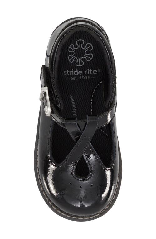 Shop Stride Rite Kids' Susie T-strap Flat In Black Patent