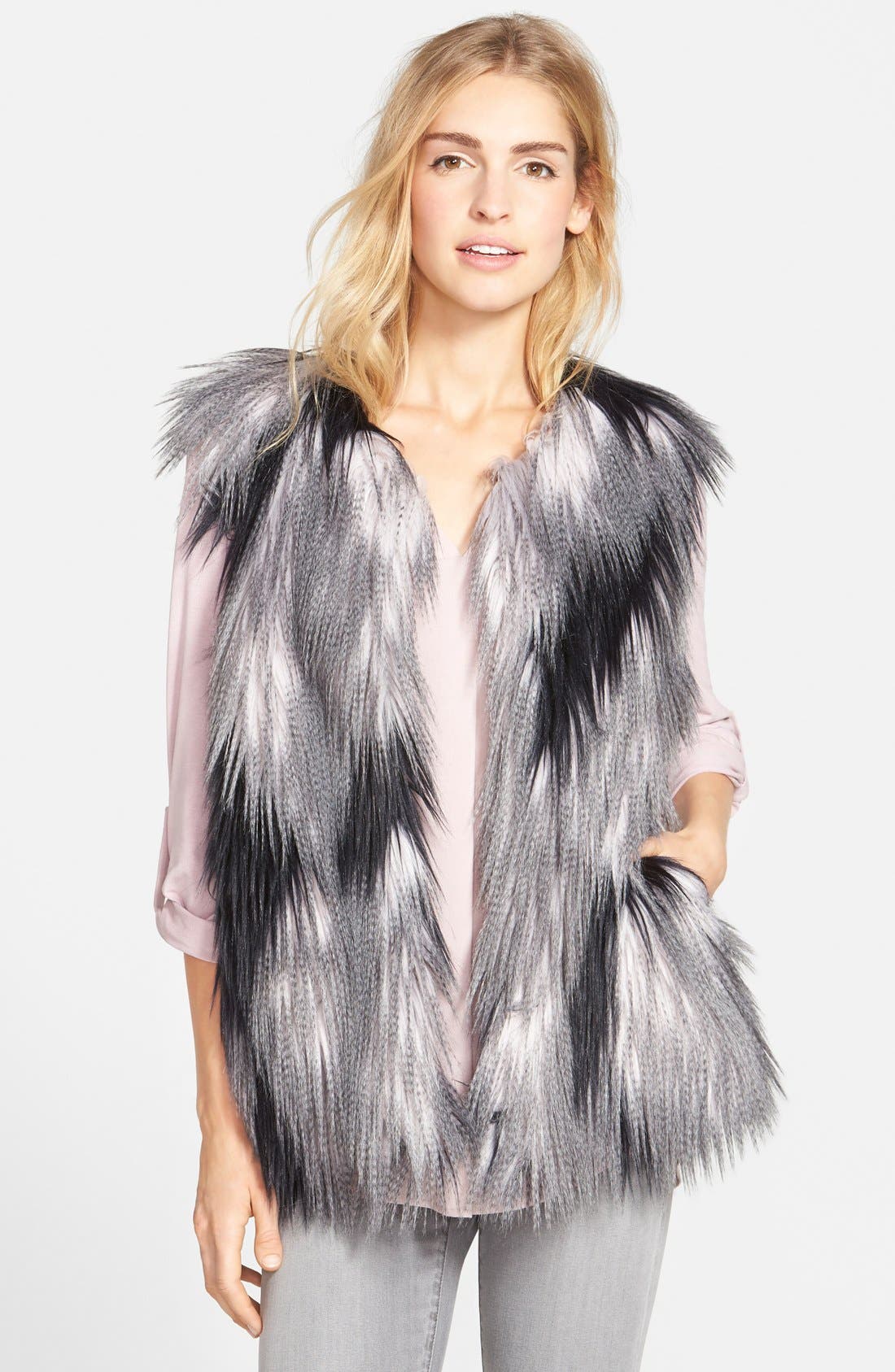 Steve Madden Patchwork Faux Fur Vest Nordstrom