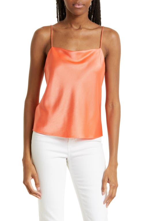 Alice + Olivia Harmon Drapey Satin Camisole in Coral Sunset 