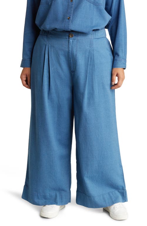 Treasure & Bond Pleated Wide Leg Pants Light Wash at Nordstrom,