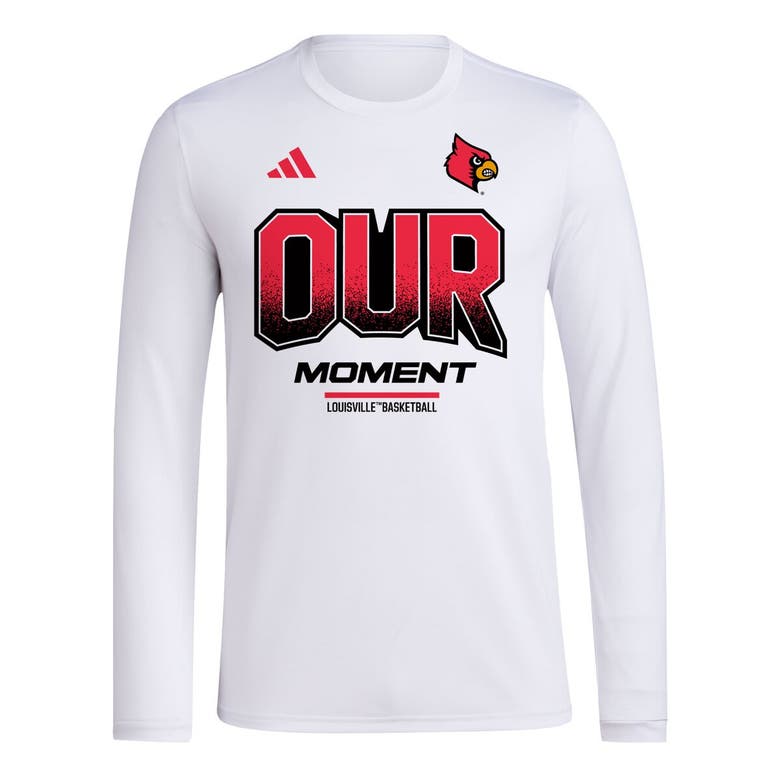 Shop Adidas Originals Unisex Adidas  White Louisville Cardinals 2024 On-court Bench Our Moment Long Sleeve T-shirt