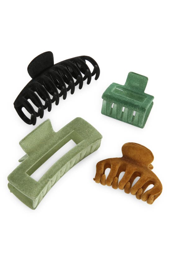Tasha Assorted 4-pack Velvet Jaw Clips In Multi