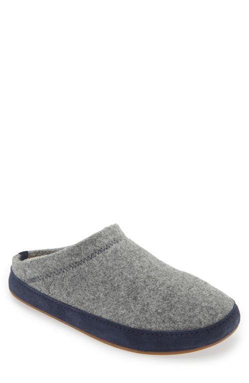 OluKai Hāmani Hulu Genuine Shearling Lined Mule Slipper in Graphite /Trench Blue 