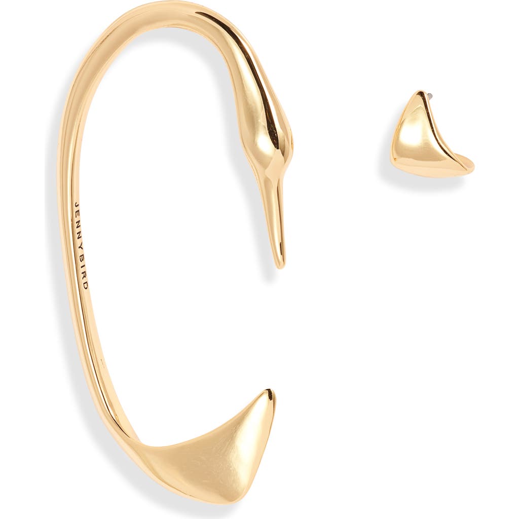 Jenny Bird Lisieux Ear Cuff & Stud Earring Set In High Polish Gold