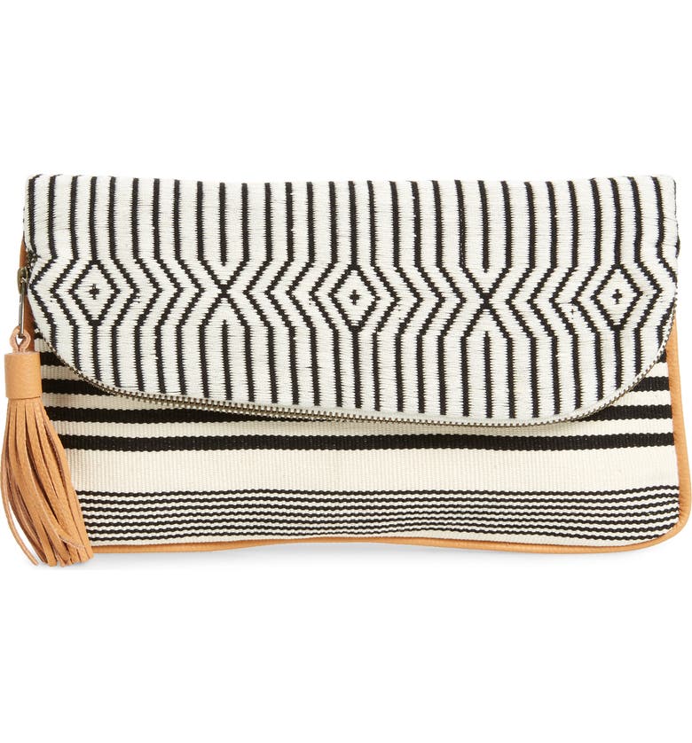 MERCADO GLOBAL Paulina Clutch, Main, color, BLACK BROCADE MULTI