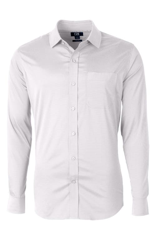 Cutter & Buck Versatech Geo Dobby Classic Fit Button-Up Performance Shirt in White/black