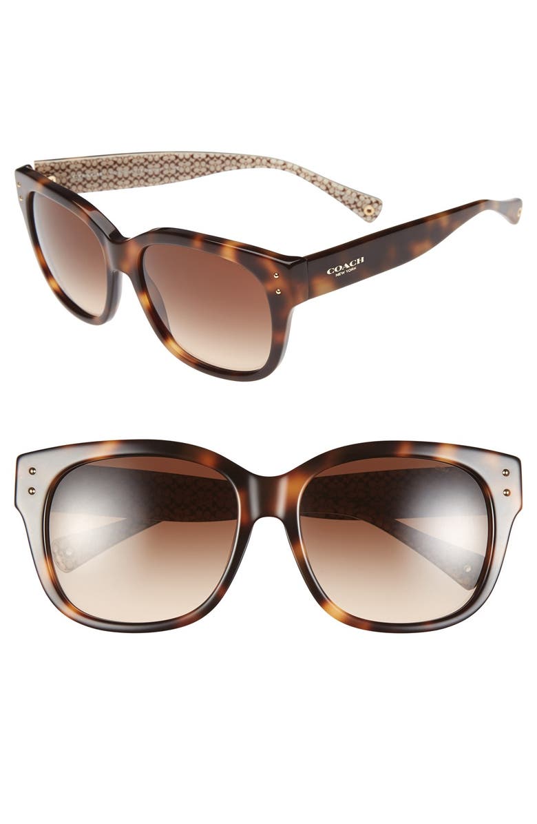 COACH 56mm Woodgrain Pattern Translucent Square Sunglasses | Nordstrom