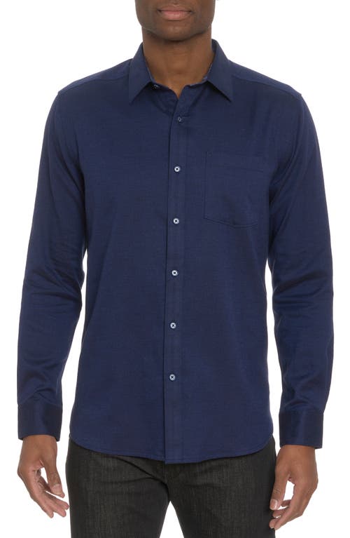 Robert Graham Santa Croce Cotton Blend Button-Up Shirt Indigo at Nordstrom,